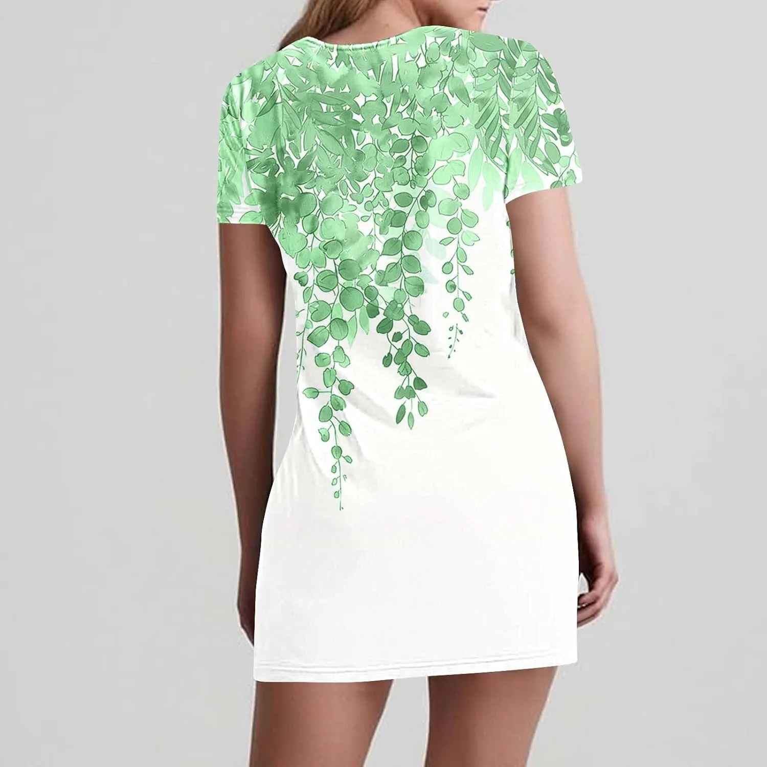 2025 Womens Summer Mini Dresses Casual Floral Shirt Dress Short Sleeve V-Neck Beach Sundress Pockets Swimsuit Coverup