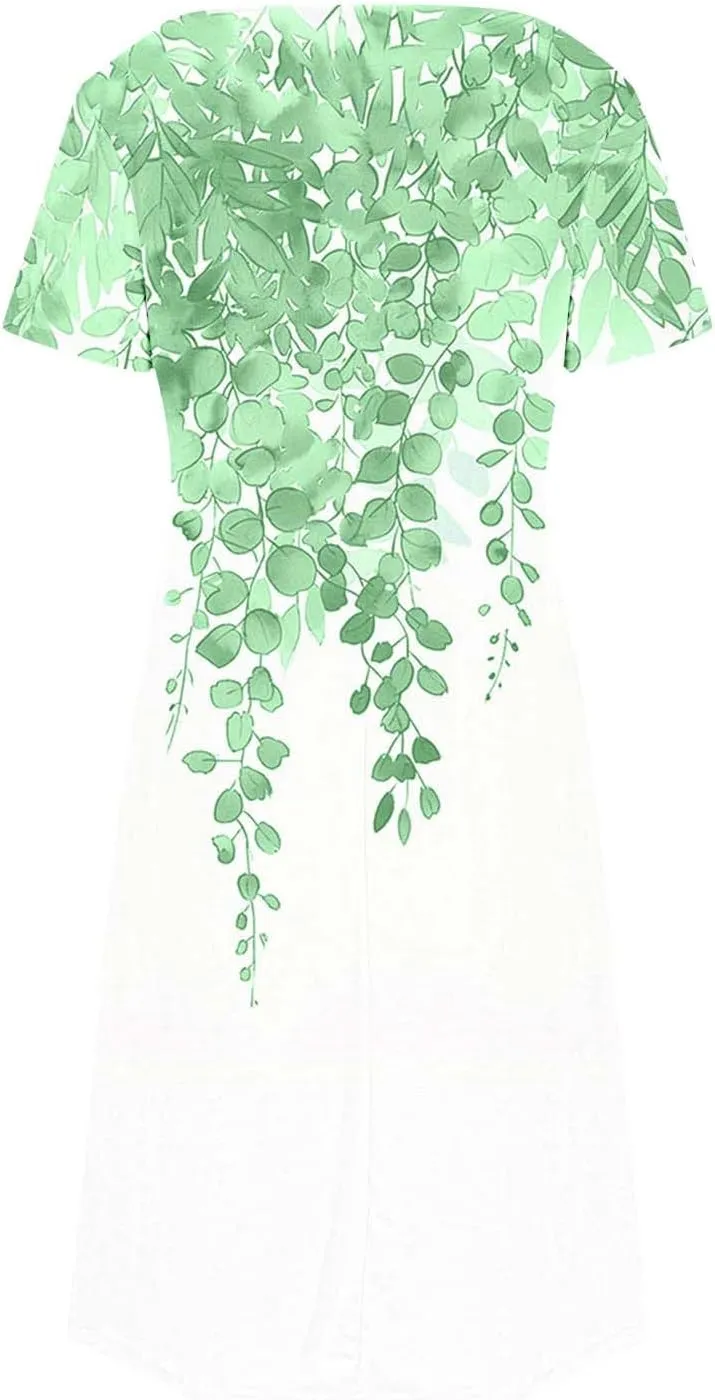2025 Womens Summer Mini Dresses Casual Floral Shirt Dress Short Sleeve V-Neck Beach Sundress Pockets Swimsuit Coverup