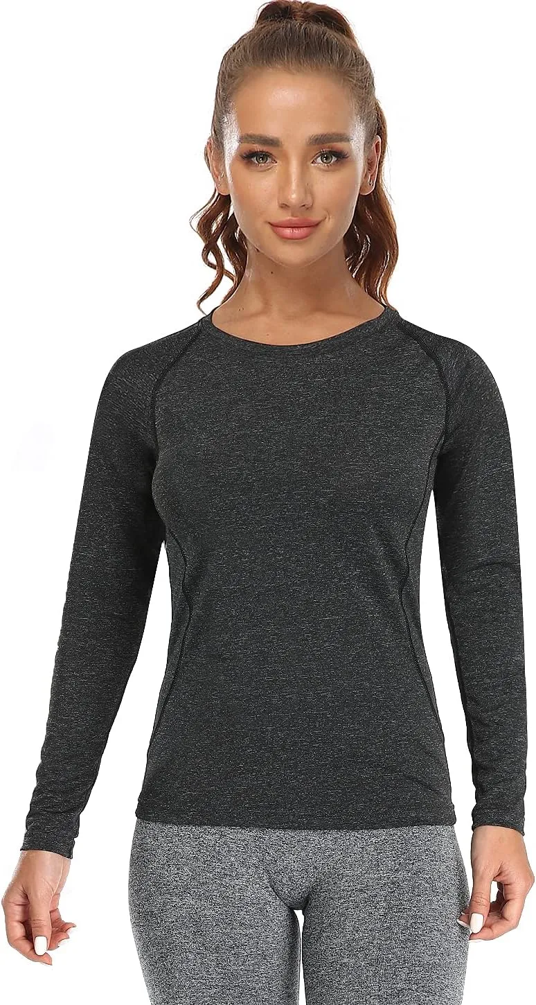 3-4 Pack Dry Fit Long Sleeve Tshirt for Women Moisture Wicking Long Sleeve Tee Outdoor Compression Running Workout Tops