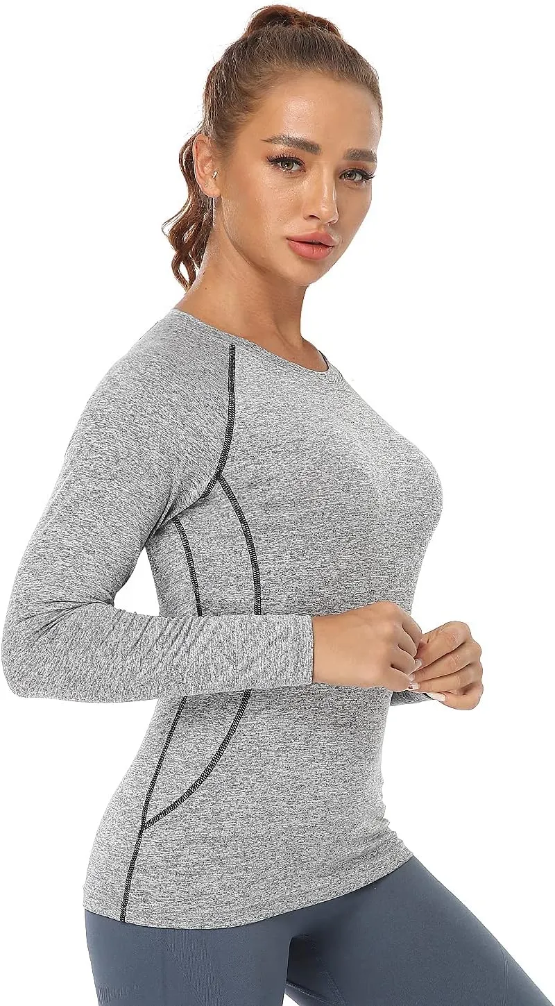 3-4 Pack Dry Fit Long Sleeve Tshirt for Women Moisture Wicking Long Sleeve Tee Outdoor Compression Running Workout Tops