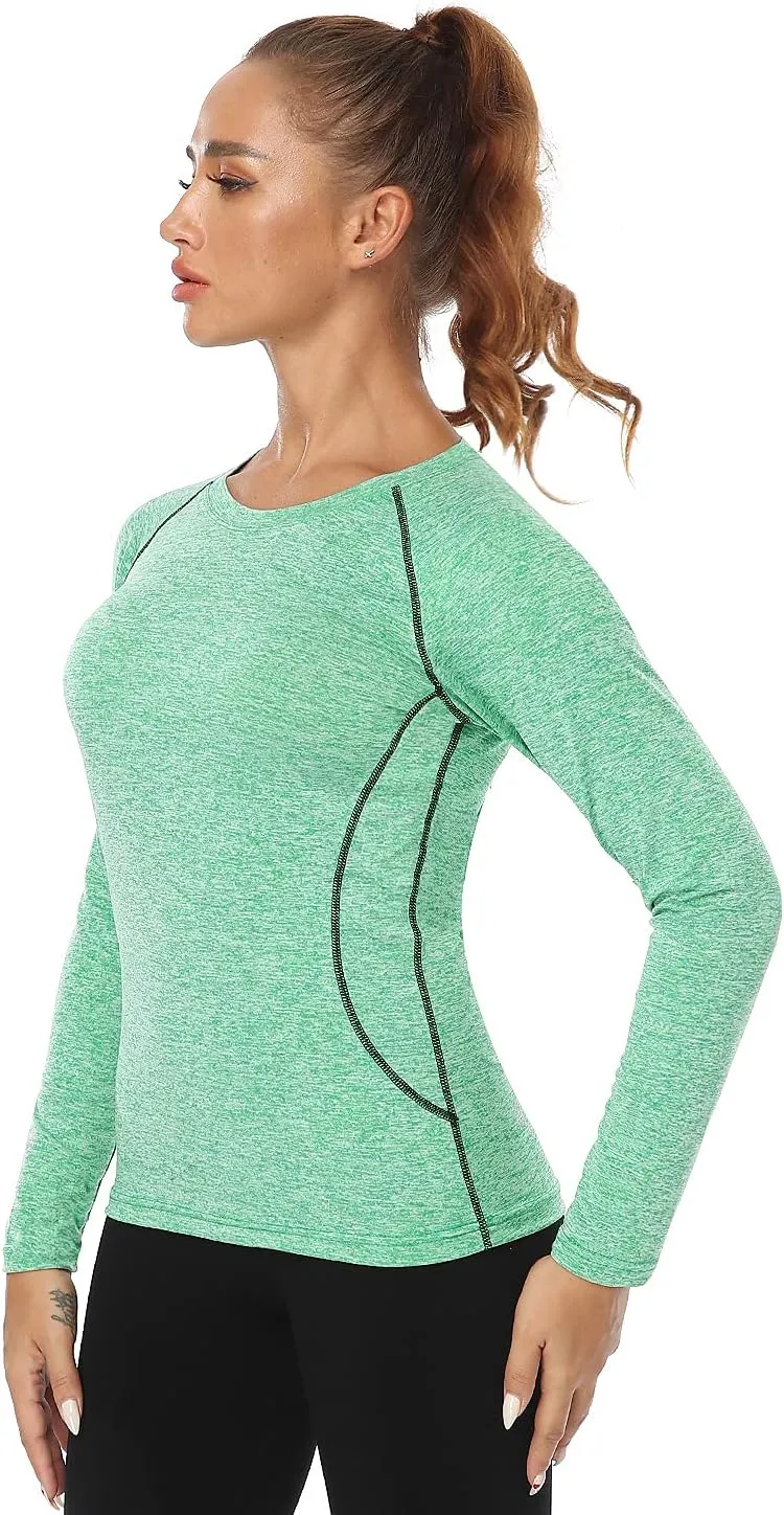 3-4 Pack Dry Fit Long Sleeve Tshirt for Women Moisture Wicking Long Sleeve Tee Outdoor Compression Running Workout Tops