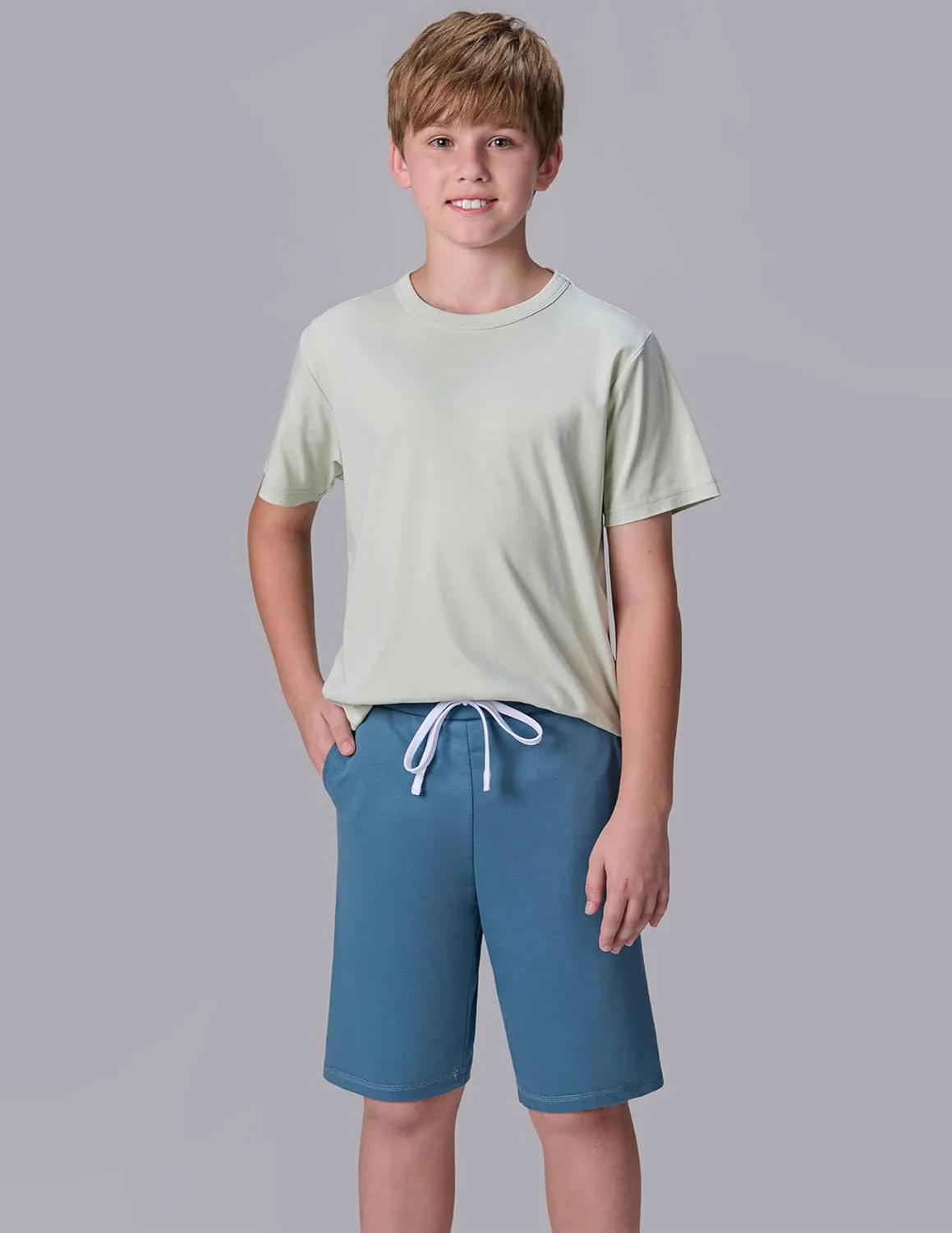 3 Pack Boys' Pull On Jogger Shorts Youth Kids Casual Terry Sweat Shorts with Pockets Drawstring
