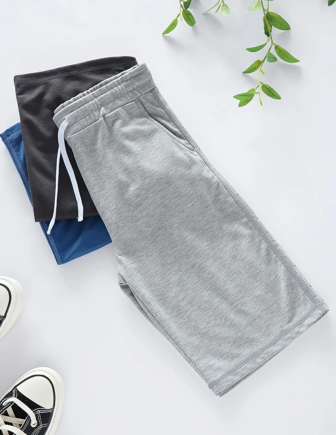 3 Pack Boys' Pull On Jogger Shorts Youth Kids Casual Terry Sweat Shorts with Pockets Drawstring