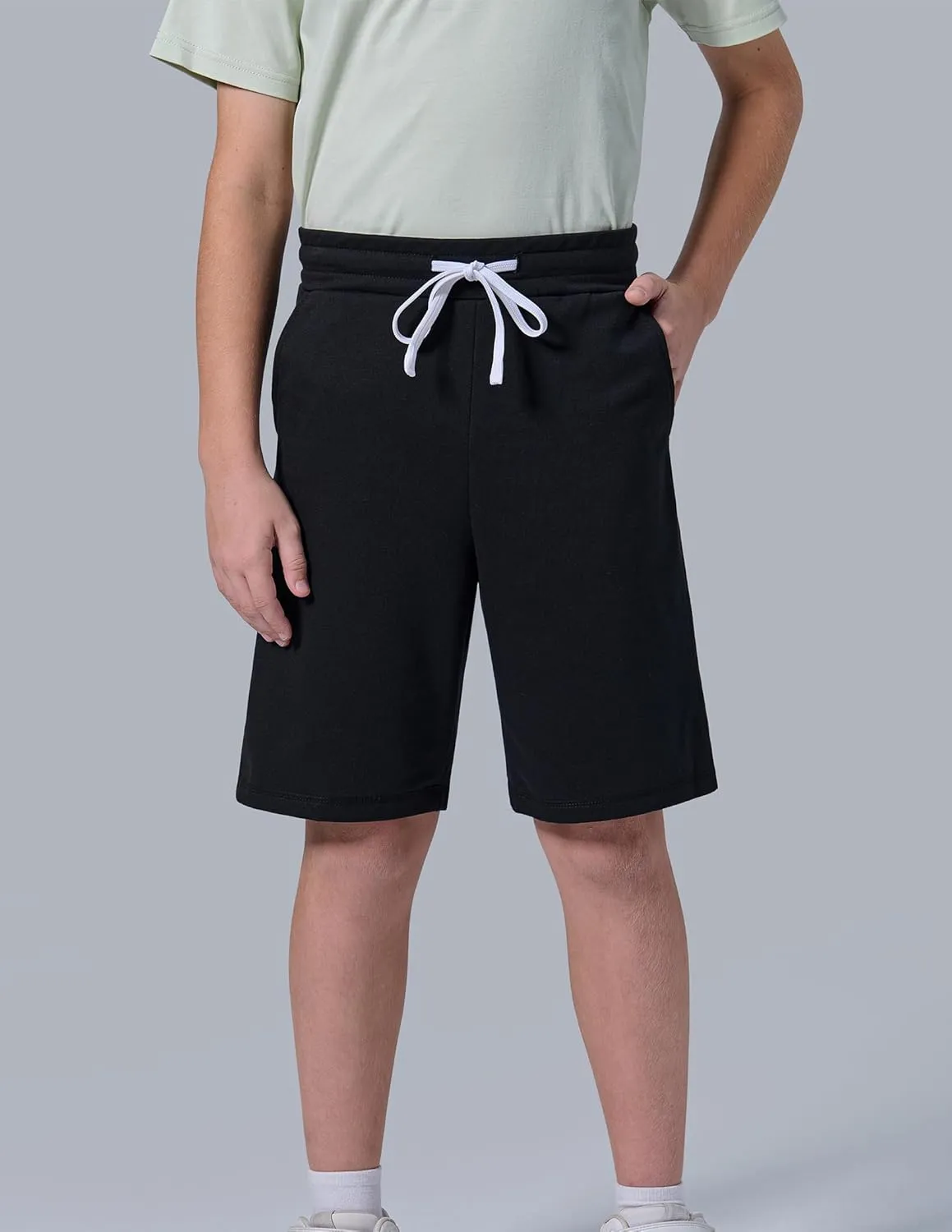3 Pack Boys' Pull On Jogger Shorts Youth Kids Casual Terry Sweat Shorts with Pockets Drawstring