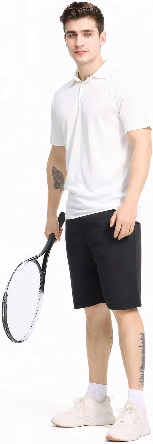 3 Pack Mens Athletic Shorts Casual Quick-Drying Gym Shorts for Mens with Zipper Pockets Drawstring