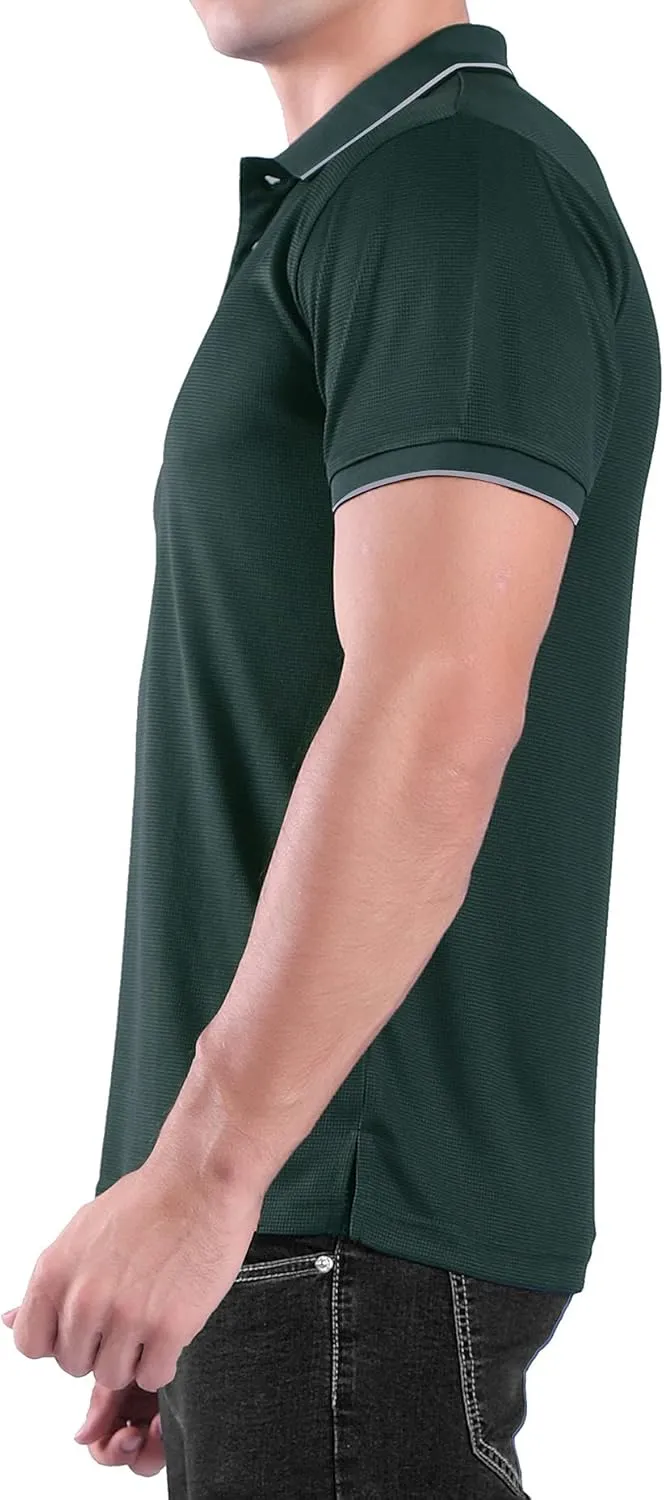 3 Pack Mens Polo Shirts Summer Quick Dry T-Shirt Slim Fit Short Sleeve Casual Sports Workout Golf Tees