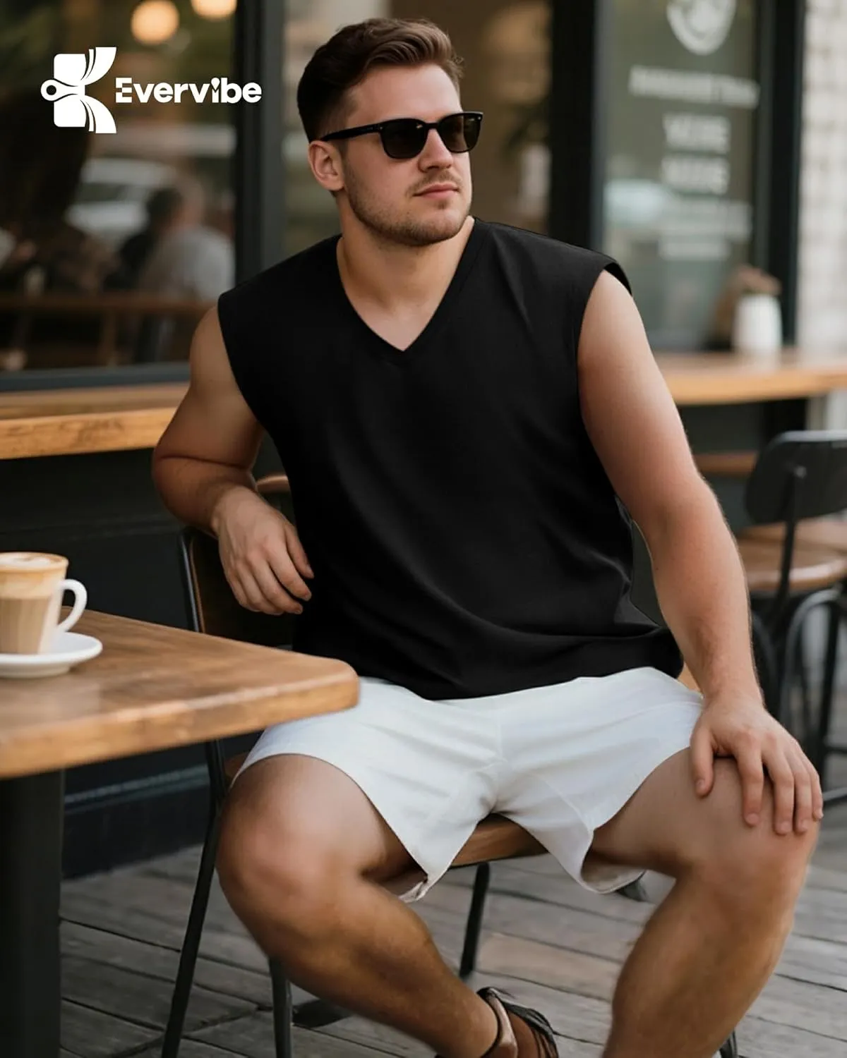 3 Pack Mens V Neck Tank Tops 95% Cotton Sleeveless Big and Tall Muscle Cut Off Shirts Gym Workout Tee