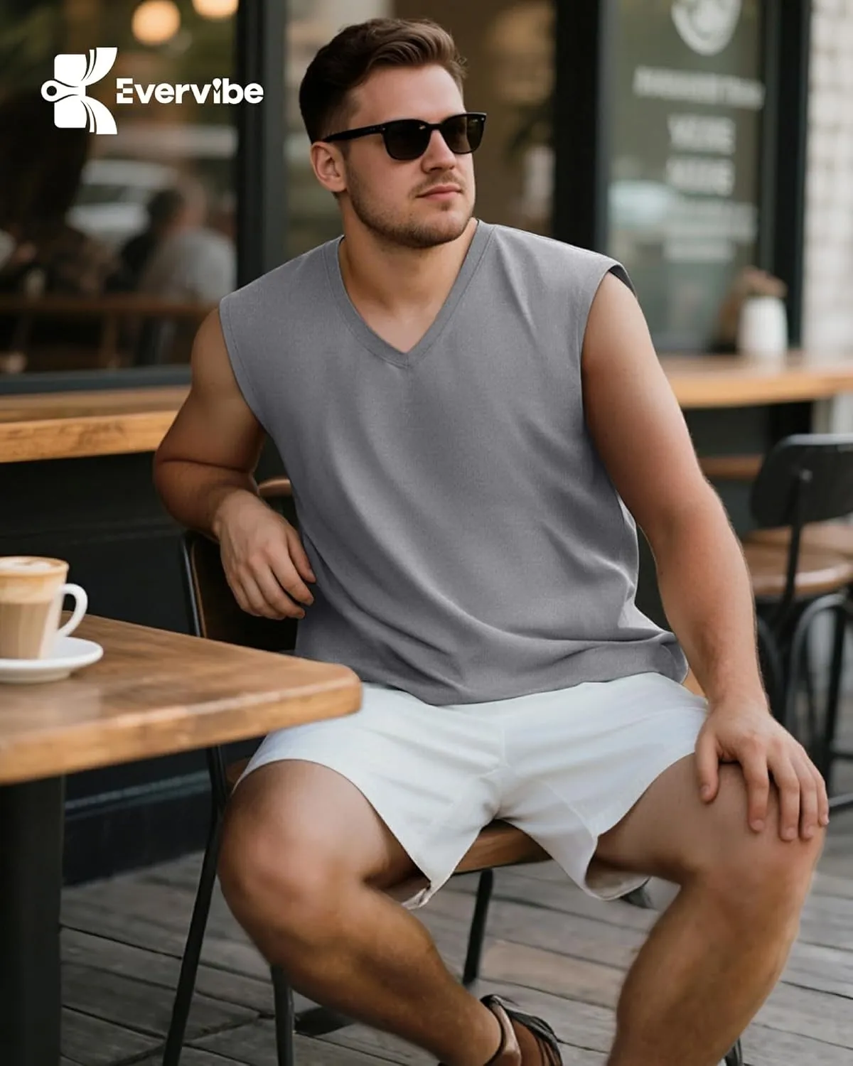 3 Pack Mens V Neck Tank Tops 95% Cotton Sleeveless Big and Tall Muscle Cut Off Shirts Gym Workout Tee