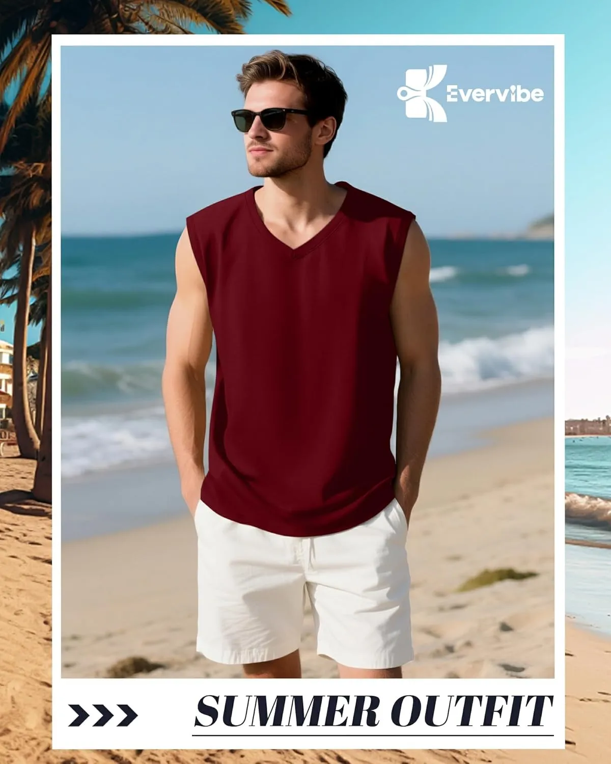 3 Pack Mens V Neck Tank Tops 95% Cotton Sleeveless Big and Tall Muscle Cut Off Shirts Gym Workout Tee