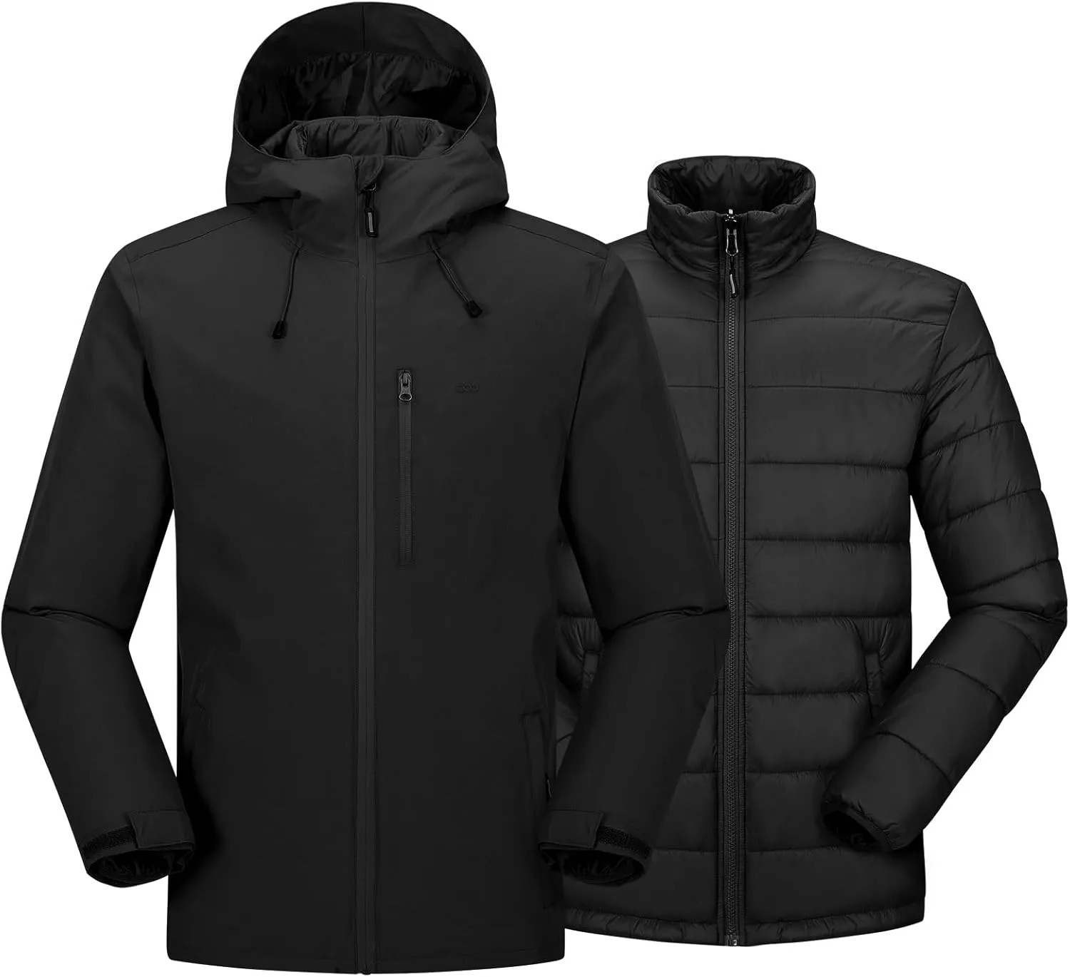 33,000ft Men's Waterproof 3-in-1 Ski Jacket, Warm Mountain Windbreaker Snow Rain Jackets Winter Coat with Puffer Jacket