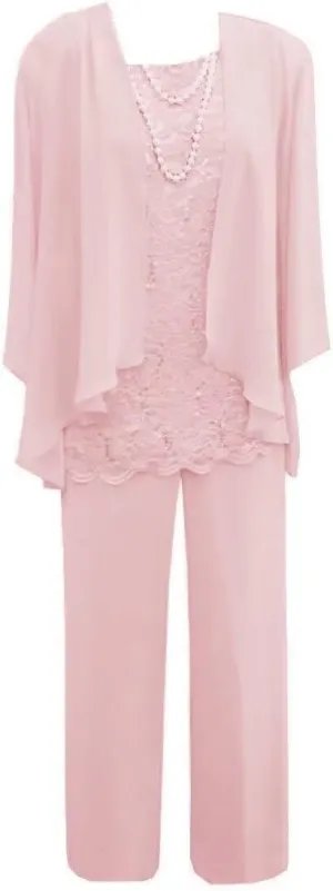 3pcs Mother of The Bride Dresses Pant Suits Long Sleeve Women's Pant Suits Dressy with Jacket