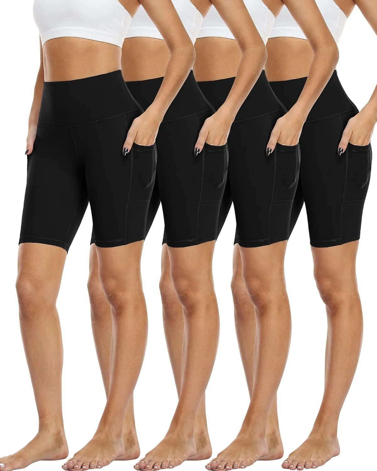 4 Pack Biker Shorts with Pockets for Women High Waist,Womens Athletic Workout Shorts for Summer