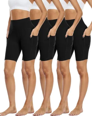 4 Pack Biker Shorts with Pockets for Women High Waist,Womens Athletic Workout Shorts for Summer