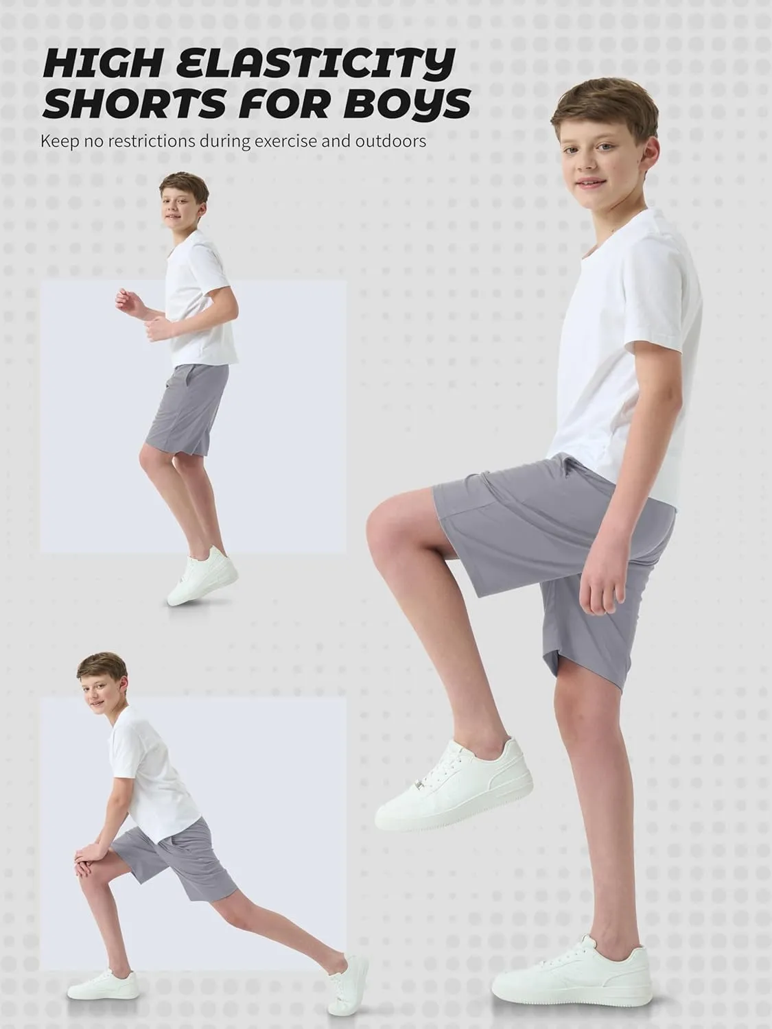 5-Pack Boys Athletic Shorts with Pockets, Dry-Fit Basketball Soccer Shorts for Youth & Kids Outdoor