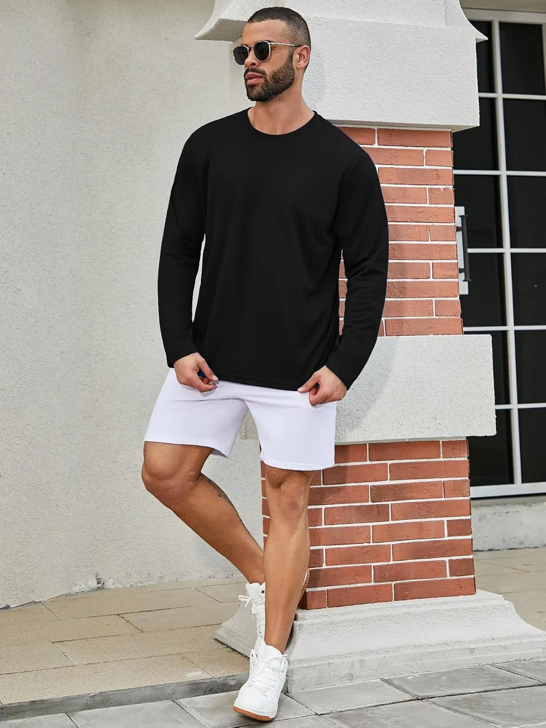 5 Pack Men's Long Sleeve Running Shirts Quick-Dry Moisture Wicking Athletic Tee for Gym & Outdoor Sport Shirt