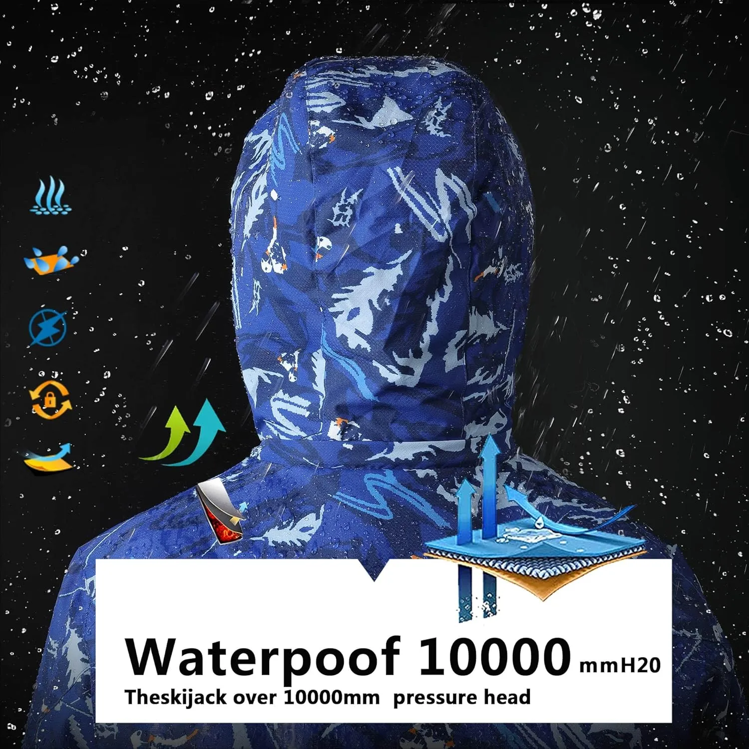 AFILOK Boy's Ski Jacket Waterproof Breathable Kids Fleece Lined Windproof Hooded Snowboard Coats