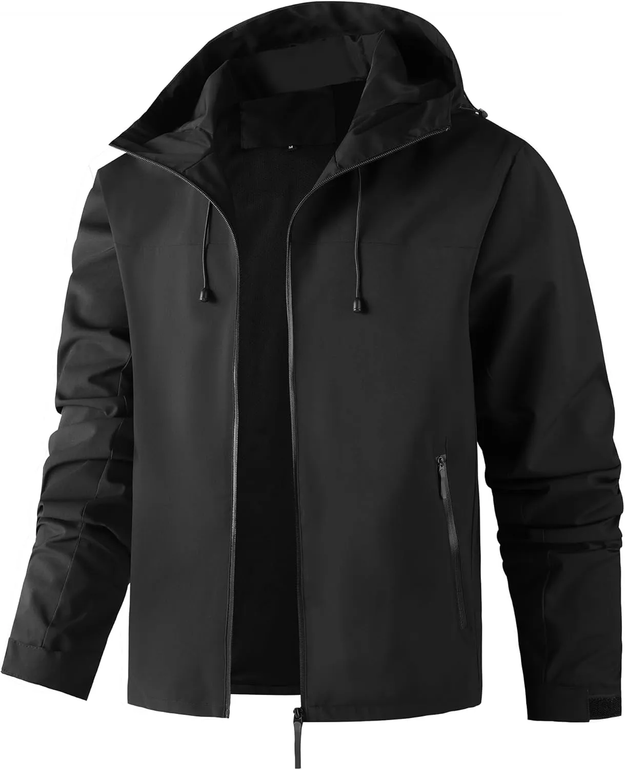 AFILOK Men's lightweight outdoor jacket with water resistant properties and zipped pockets rain jacket block wind