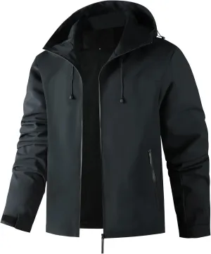 AFILOK Men's lightweight outdoor jacket with water resistant properties and zipped pockets rain jacket block wind