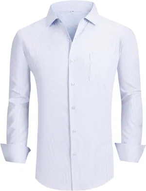 Alex Vando Mens Bamboo Dress Shirts Wrinkle Free Regular Fit Stretch Button Down Shirt
