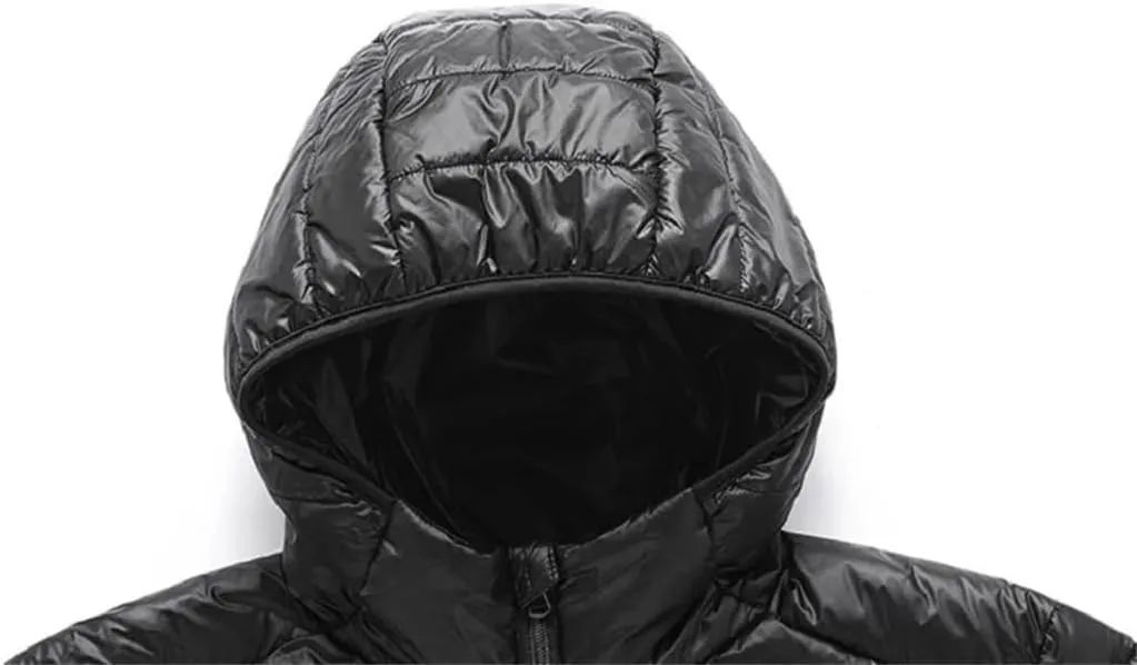 Alloaone Men Lightweight Water And Wind-Resistant Hooded Coat Slim Duck Down Jacket Coat