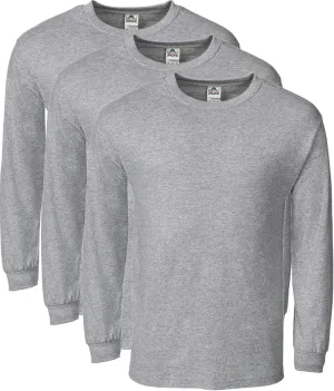 Alstyle Men's Classic Cotton Crew Neck Long Sleeve Plain T-Shirt 3-Pack-Assorted