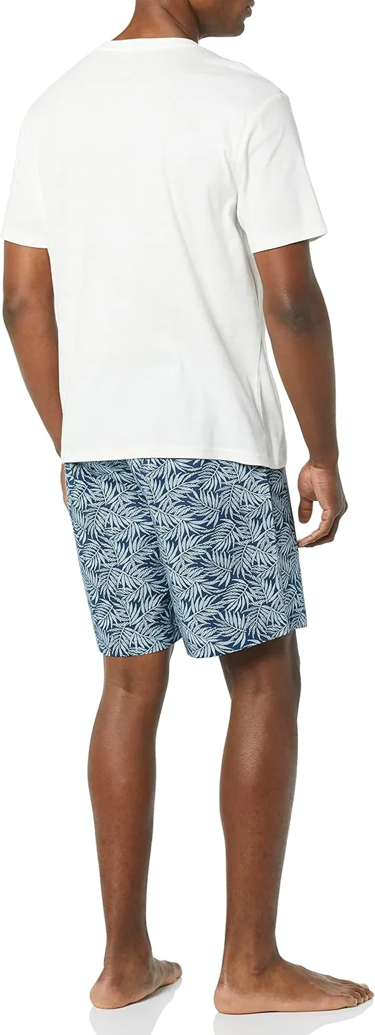Amazon Essentials Men's Cotton Poplin Pajama Short with Cotton T-Shirt Set