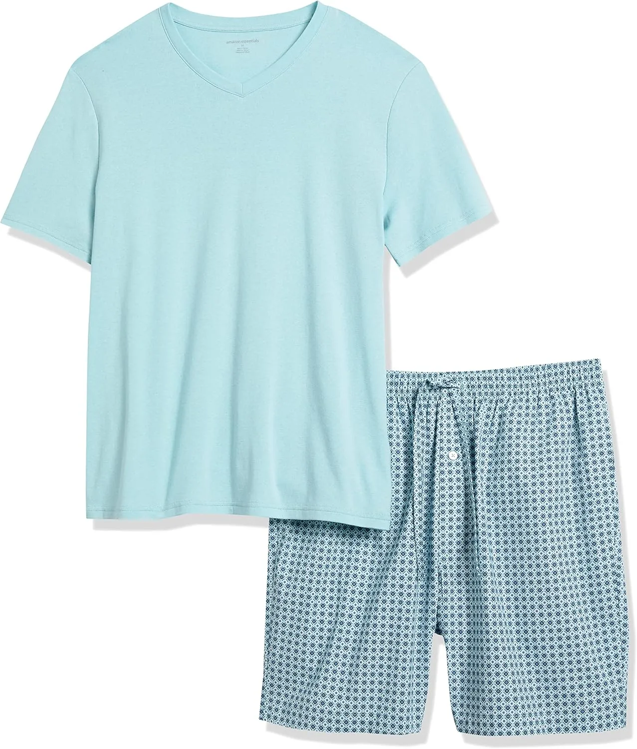 Amazon Essentials Men's Cotton Poplin Pajama Short with Cotton T-Shirt Set