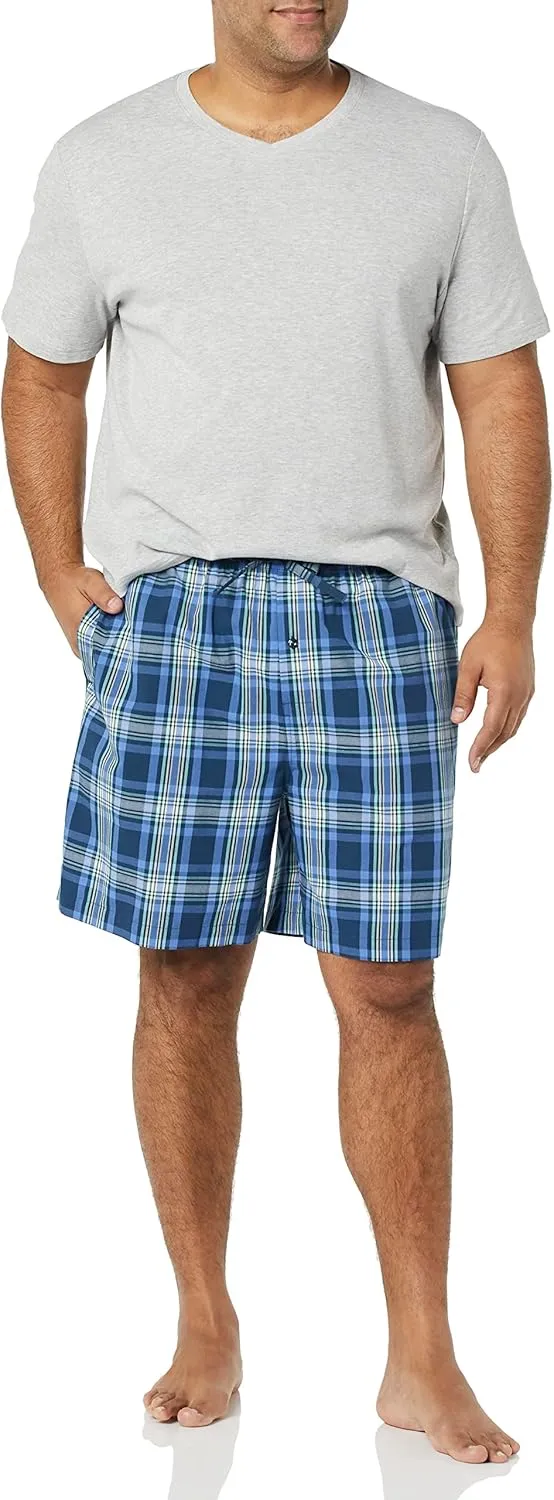Amazon Essentials Men's Cotton Poplin Pajama Short with Cotton T-Shirt Set