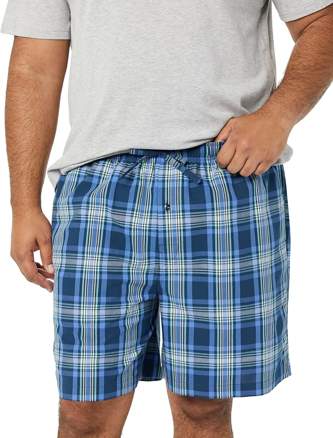 Amazon Essentials Men's Cotton Poplin Pajama Short with Cotton T-Shirt Set