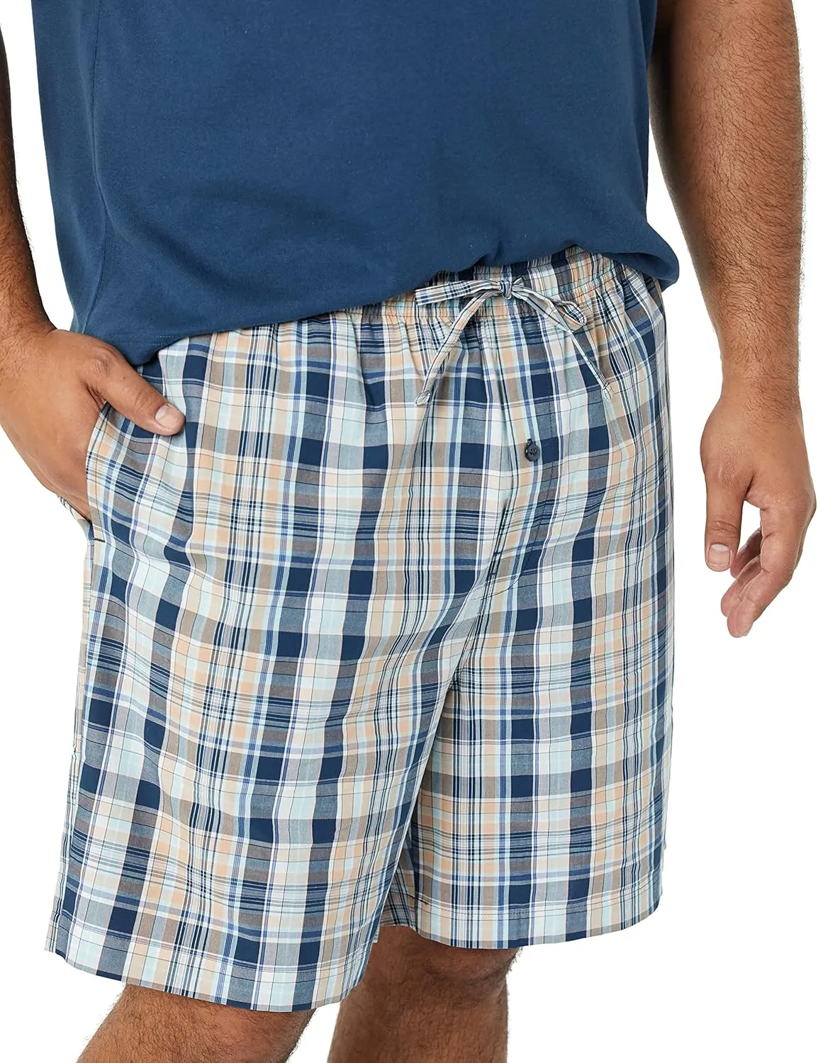 Amazon Essentials Men's Cotton Poplin Pajama Short with Cotton T-Shirt Set