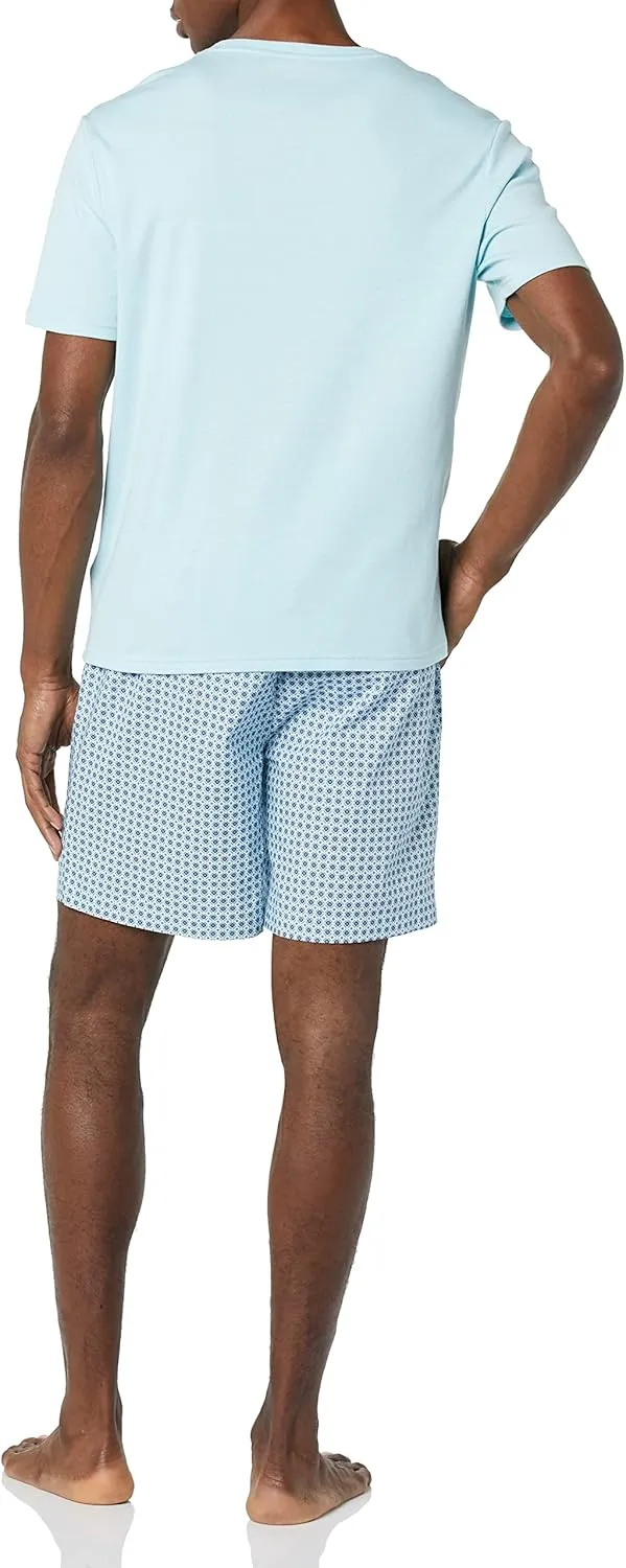 Amazon Essentials Men's Cotton Poplin Pajama Short with Cotton T-Shirt Set