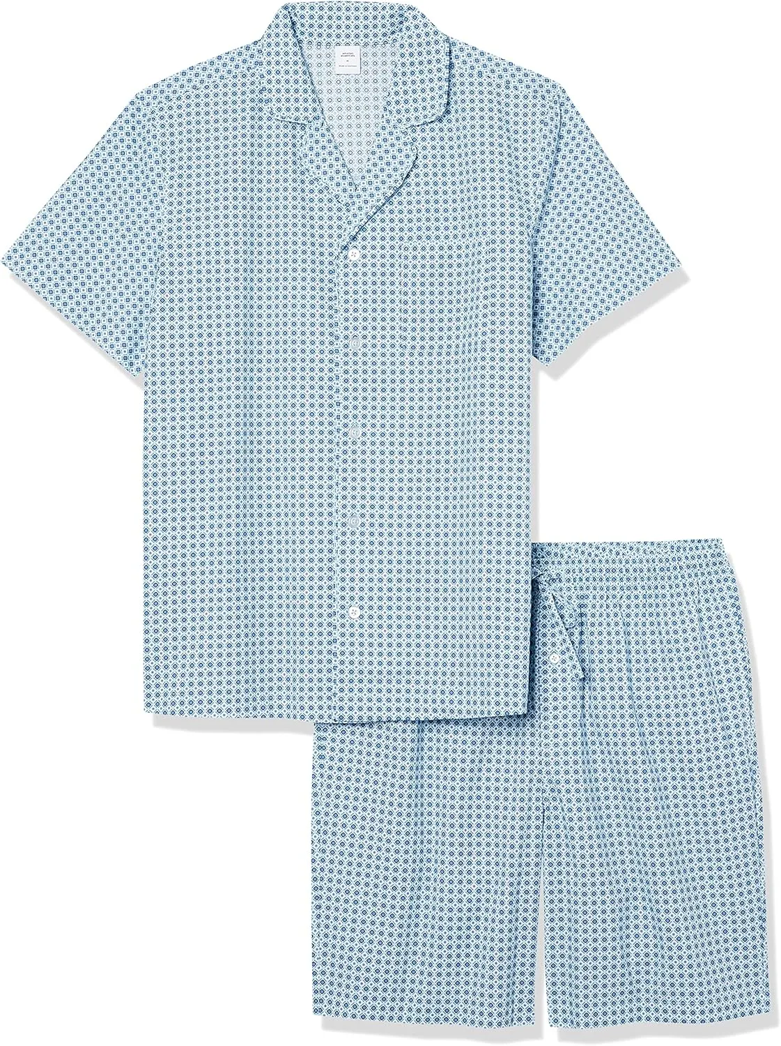 Amazon Essentials Men's Lightweight Woven Short Pajama Set with Notch Collar and Button Loungewear