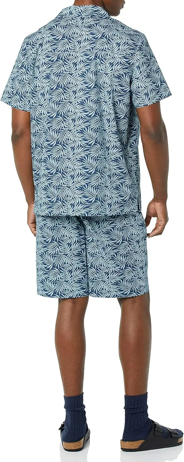 Amazon Essentials Men's Lightweight Woven Short Pajama Set with Notch Collar and Button Loungewear
