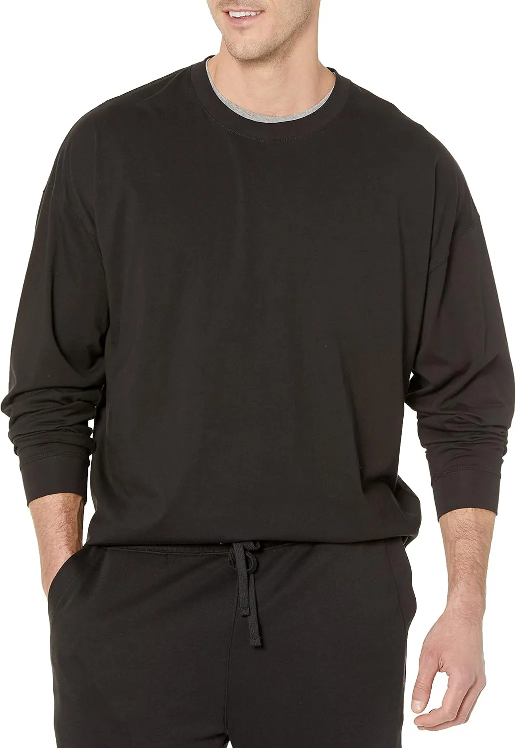 Amazon Essentials Men's Long-Sleeve T-Shirt Oversized-Fit Organic Cotton