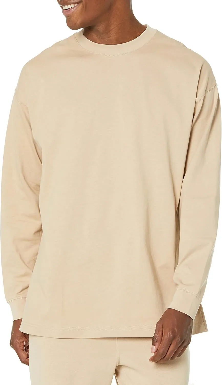 Amazon Essentials Men's Long-Sleeve T-Shirt Oversized-Fit Organic Cotton