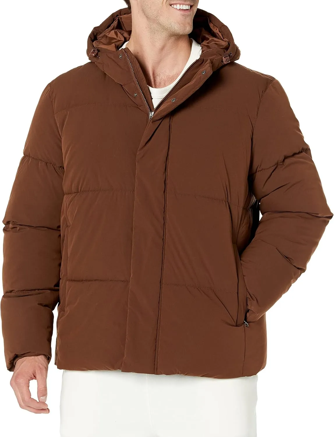 Amazon Essentials Men's Mid-Length Hooded Puffer Coat (Available in Big & Tall)