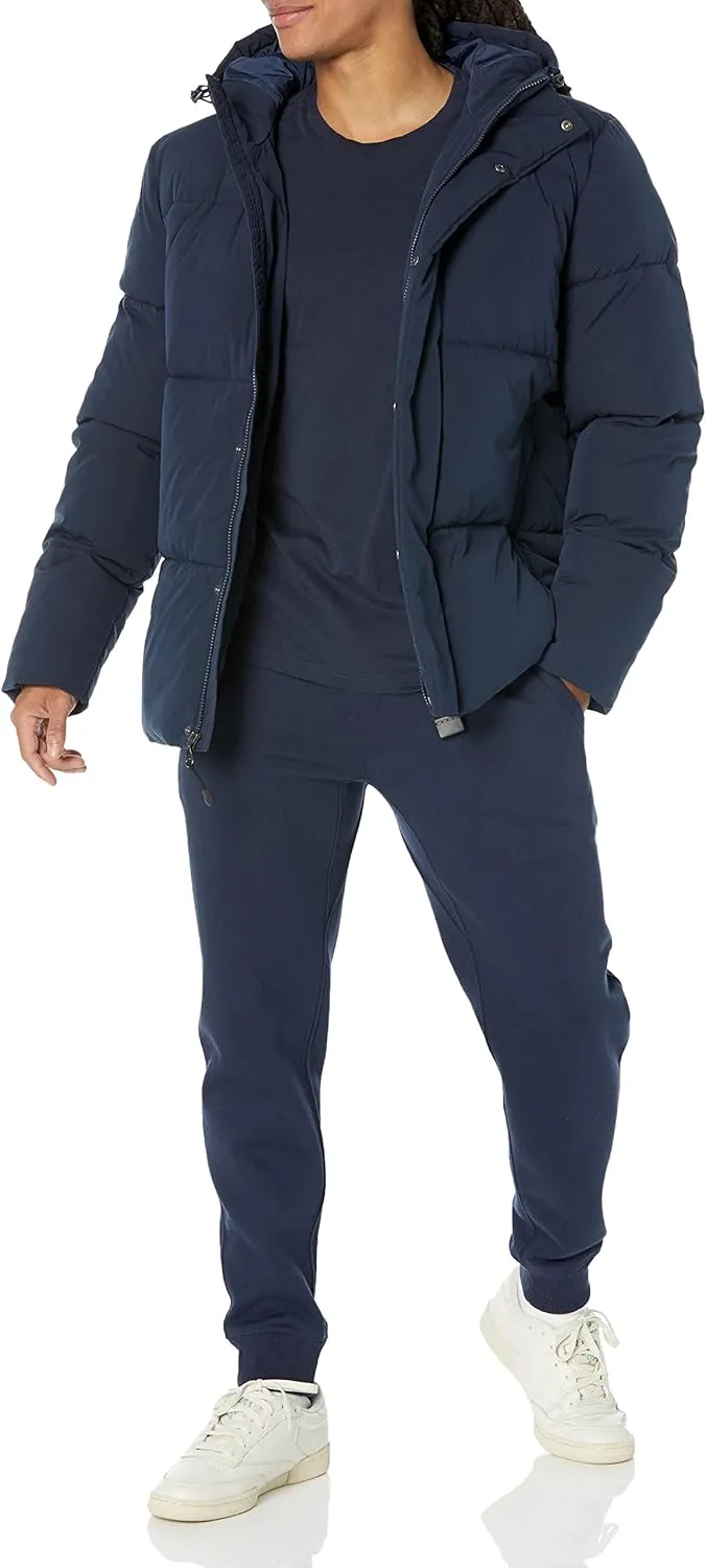Amazon Essentials Men's Mid-Length Hooded Puffer Coat (Available in Big & Tall)
