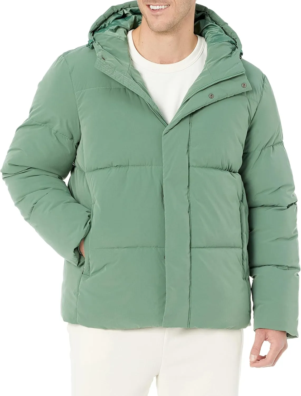 Amazon Essentials Men's Mid-Length Hooded Puffer Coat (Available in Big & Tall)