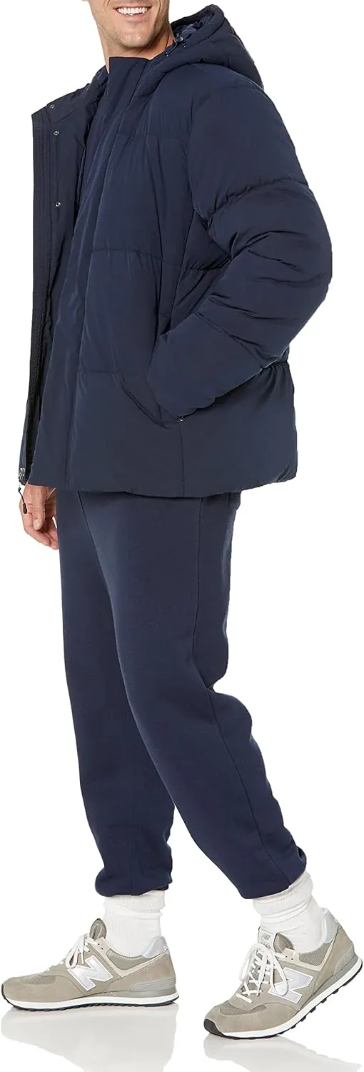 Amazon Essentials Men's Mid-Length Hooded Puffer Coat (Available in Big & Tall)
