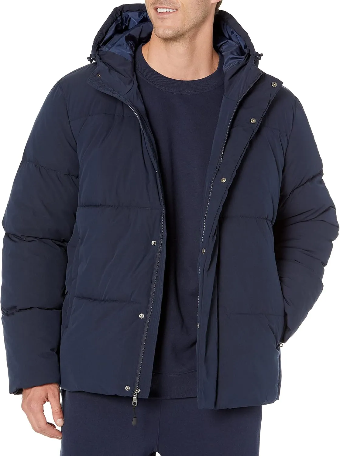 Amazon Essentials Men's Mid-Length Hooded Puffer Coat (Available in Big & Tall)