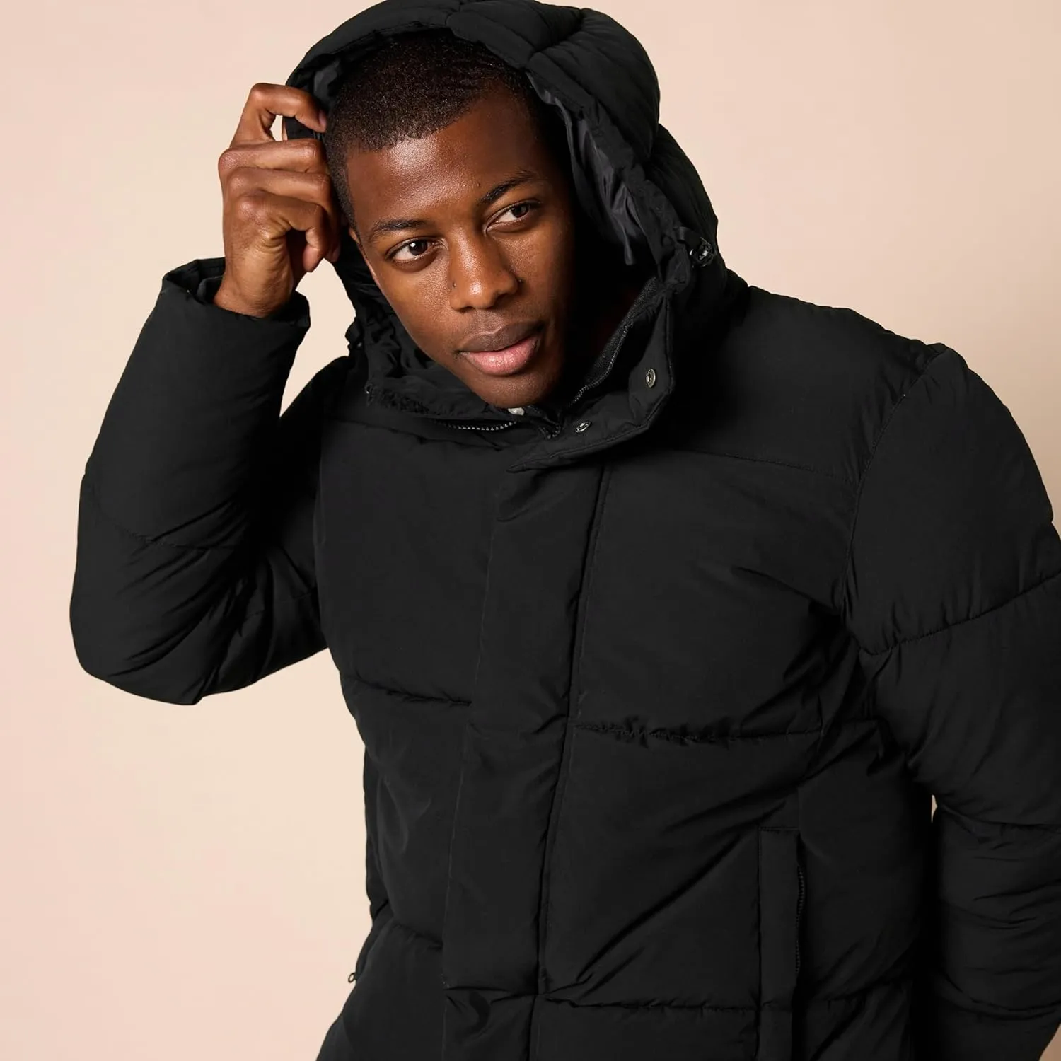 Amazon Essentials Men's Mid-Length Hooded Puffer Coat (Available in Big & Tall)