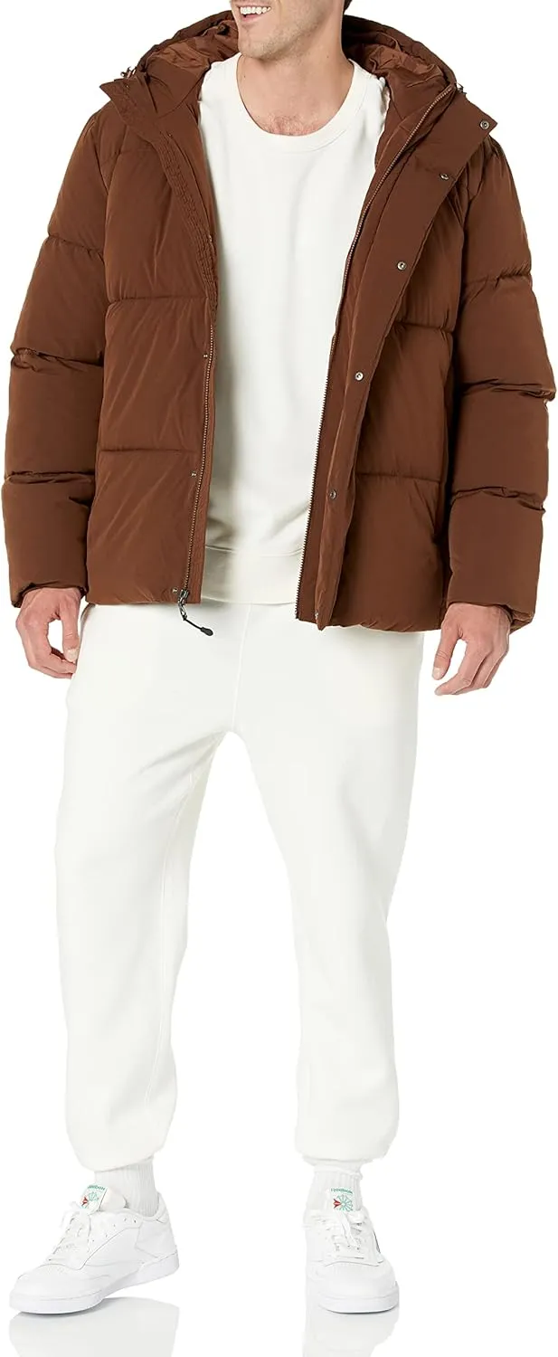 Amazon Essentials Men's Mid-Length Hooded Puffer Coat (Available in Big & Tall)