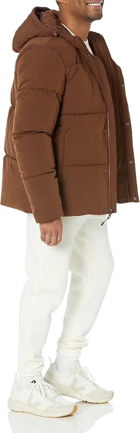 Amazon Essentials Men's Mid-Length Hooded Puffer Coat (Available in Big & Tall)