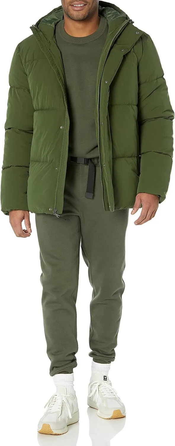 Amazon Essentials Men's Mid-Length Hooded Puffer Coat (Available in Big & Tall)