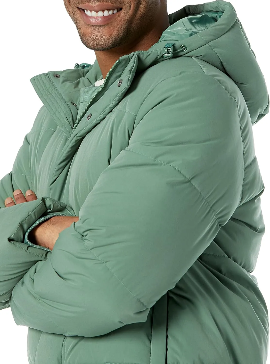 Amazon Essentials Men's Mid-Length Hooded Puffer Coat (Available in Big & Tall)