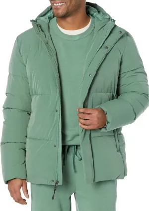 Amazon Essentials Men's Mid-Length Hooded Puffer Coat (Available in Big & Tall)
