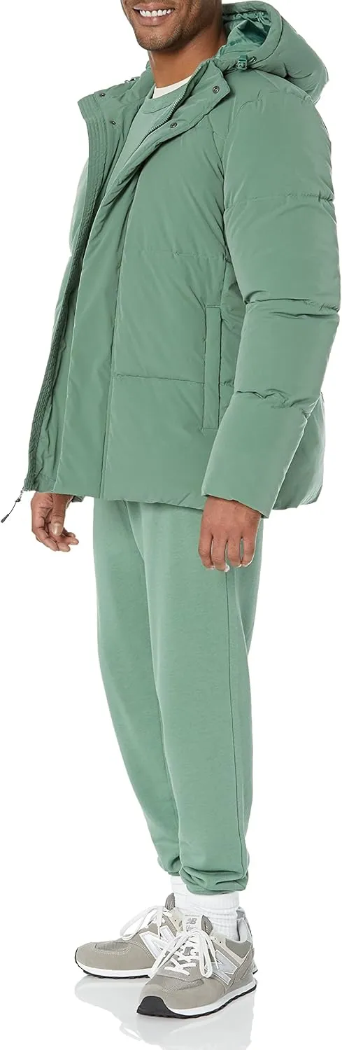 Amazon Essentials Men's Mid-Length Hooded Puffer Coat (Available in Big & Tall)