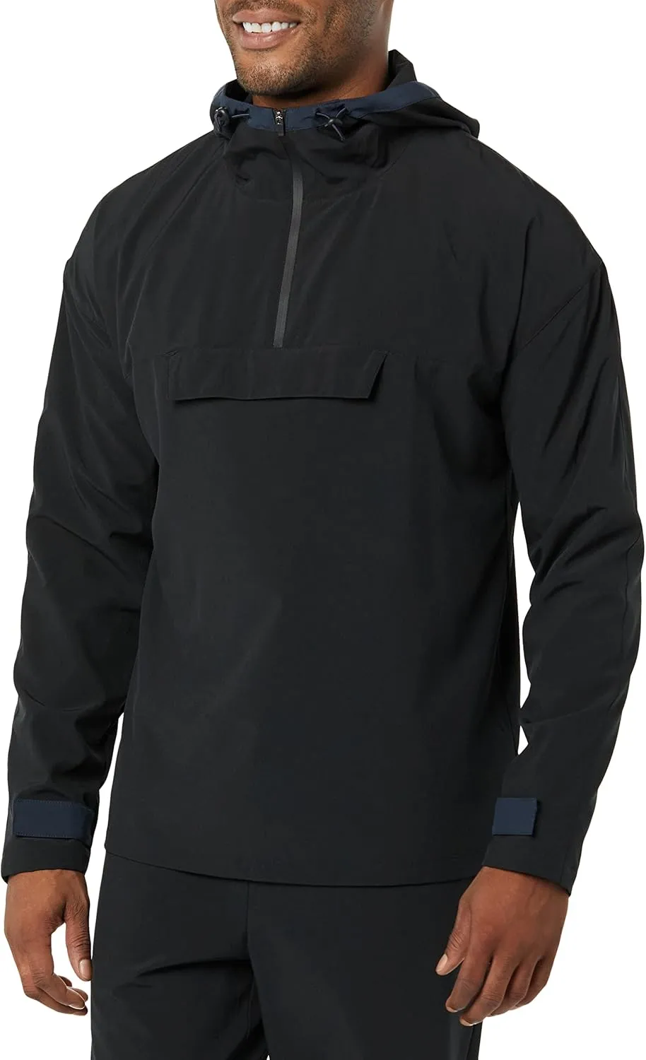 Amazon Essentials Men's Stretch Woven Quarter Zip Hooded Colorblock Jacket