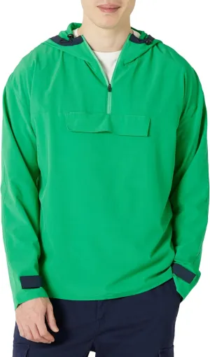 Amazon Essentials Men's Stretch Woven Quarter Zip Hooded Colorblock Jacket