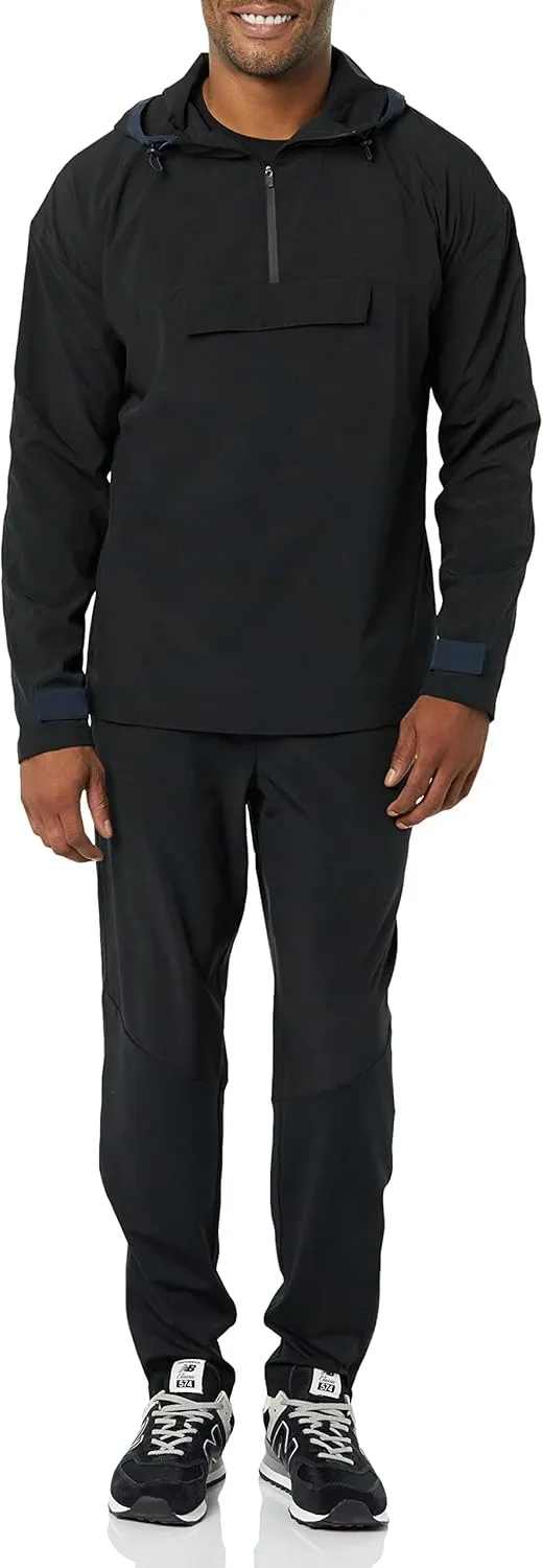 Amazon Essentials Men's Stretch Woven Quarter Zip Hooded Colorblock Jacket